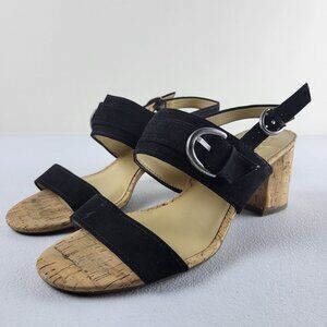 Naturalizer Kaylee Suede Cork Sandals Open Toe Ankle Strap Sandals 10 Womens